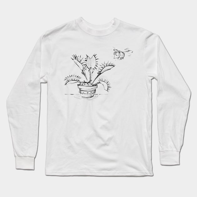 Evil Venus Fly Trap Long Sleeve T-Shirt by Jason's Doodles